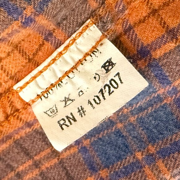 Kuhlman Flannel Button Up Long Sleeve Orange & Gray/Blue Plaid Fall Sz 40 - Picture 8 of 8